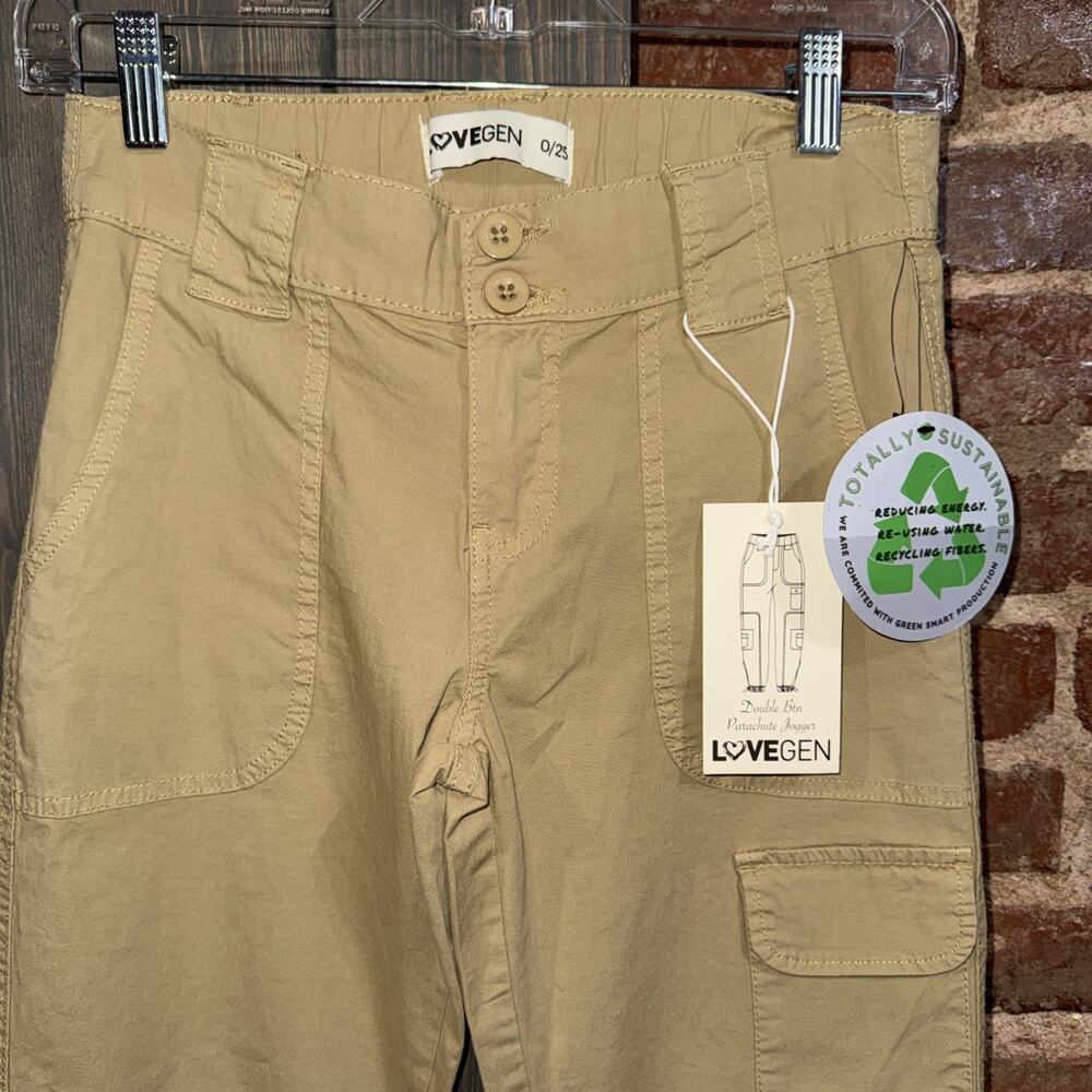 NWT LoveGen women's Parachute Jogger Tan Sz 0/25 Sustainable Smart Orig $99
